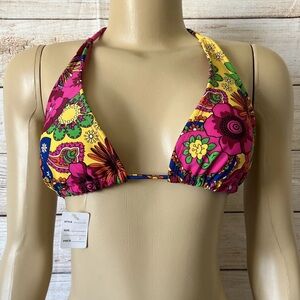 Twenty One Multicolor Floral Bikini Top Size M NWT